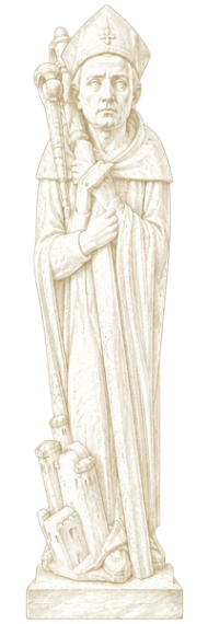 Zeichnung einer Statue des Heiligen St. Bruno